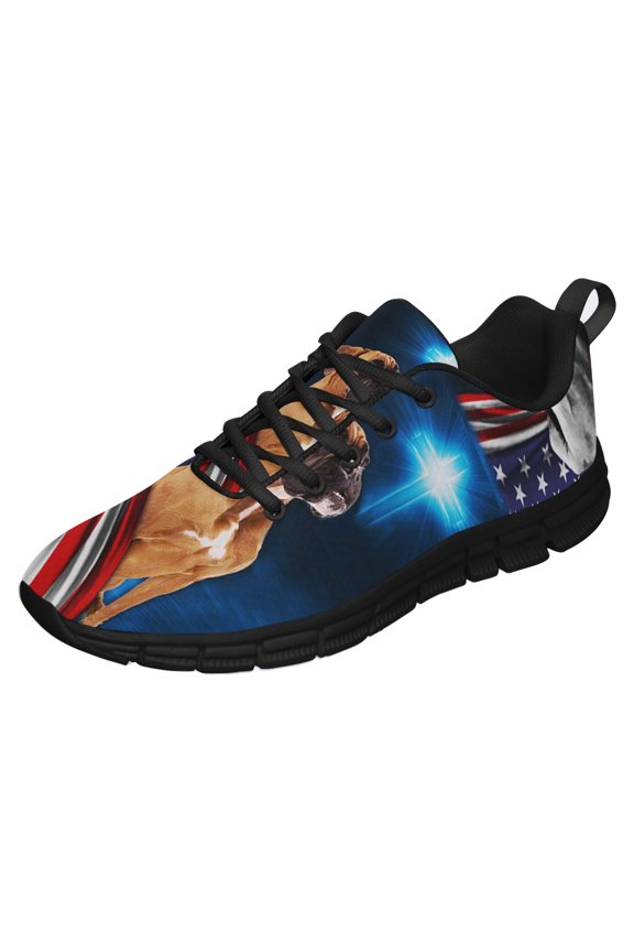 Boxer American Flag Us Running Shoes Sneakers Mesh Black Size 6