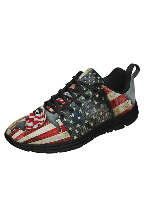 Boxer American Flag Us Running Shoes Sneakers Mesh Black Size 8.5
