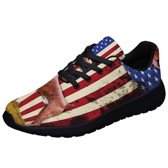 Boxer American flag US Shoes Sneakers for Women Men Black Size 10
