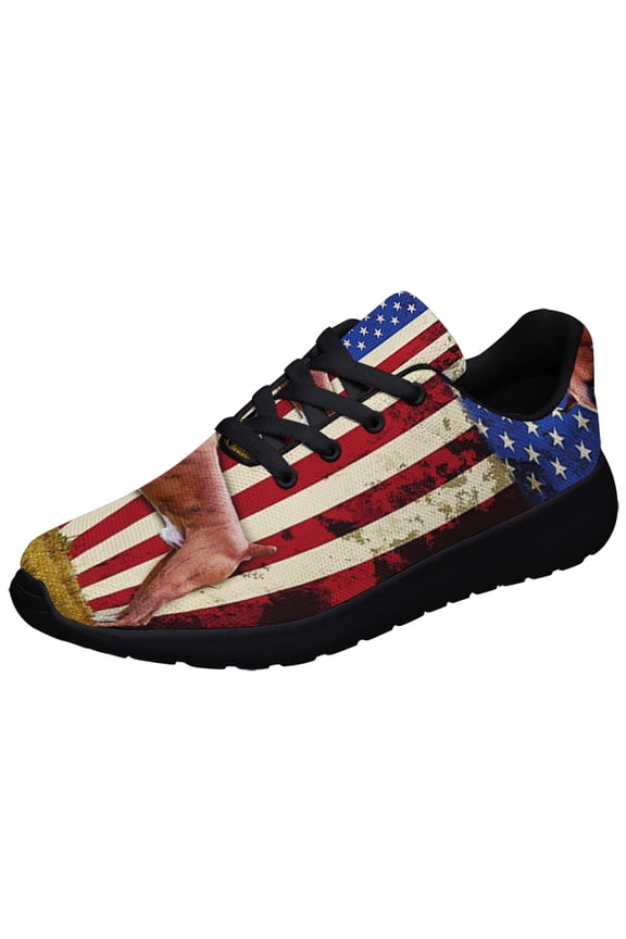 Boxer American flag US Shoes Sneakers for Women Men Black Size 12
