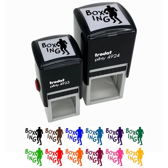 Boxer Boxing Fun Text Self-Inking Rubber Stamp Ink Stamper - Red Ink - Small 1 Inch