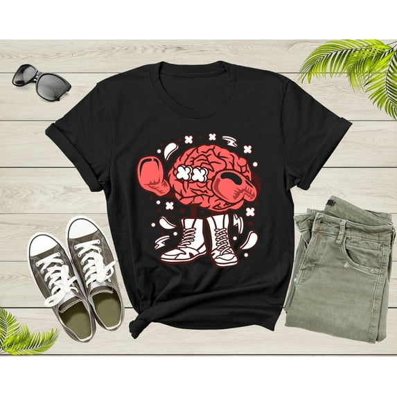 Boxer Brain Tshirt Fighter Boxing with Gloves and Shoes Men Women T-Shirt Boxing Lover Gift for Men Women Kids Teens Boys Girls Shirt