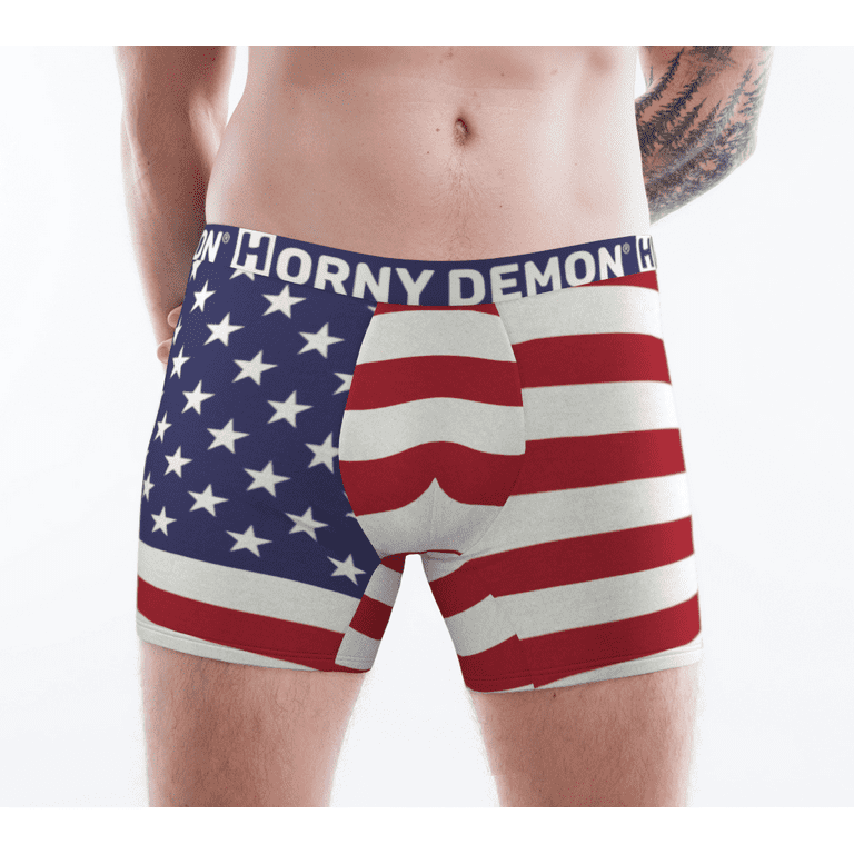 Boxer Briefs - American Flag Horny Demon Men's Underwear 