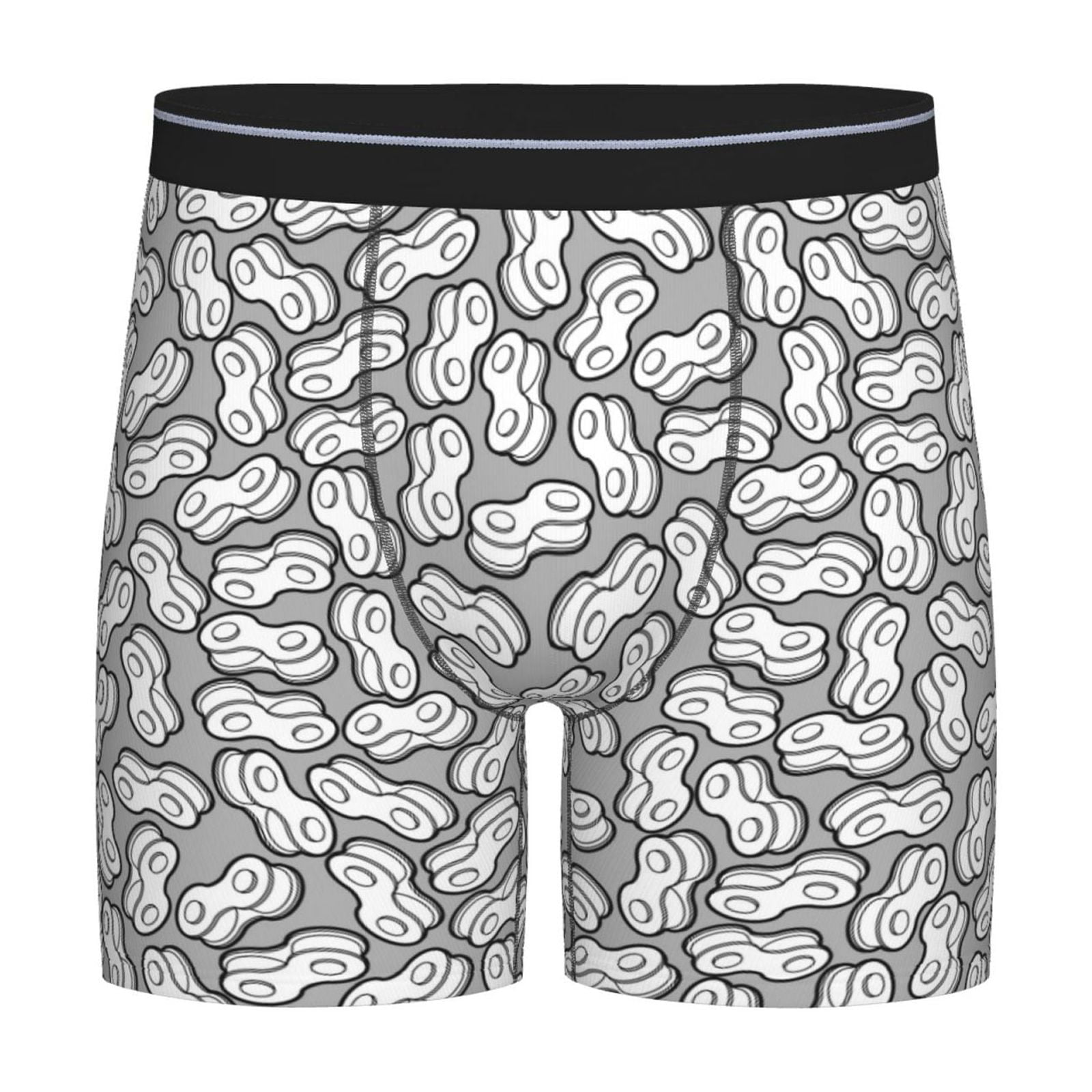 Boxer Briefs Long Boxer Briefs for Men, Bike chains Pattern white Soft Mens Underwear Boxer
