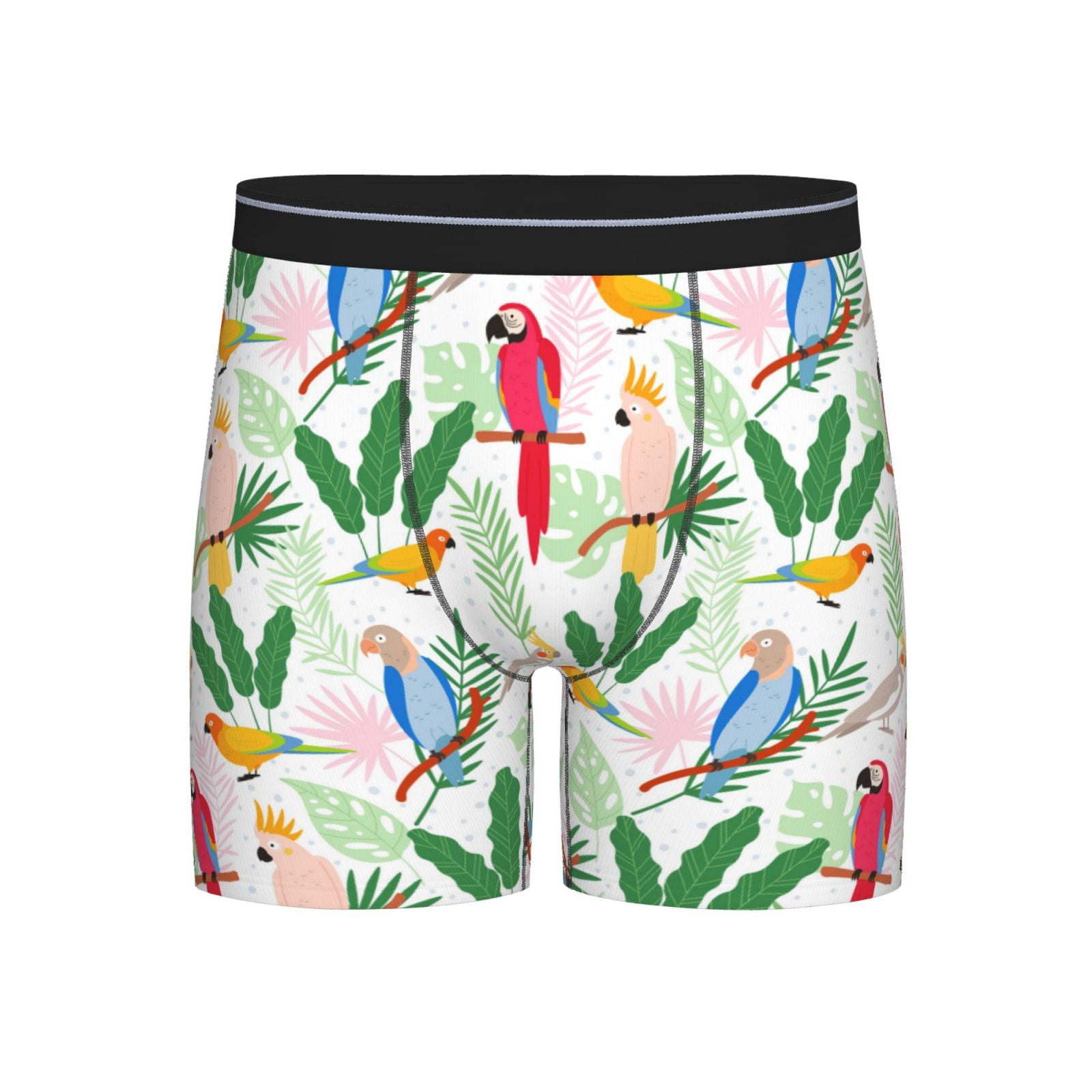 Boxer Briefs - Long Boxer Briefs for Men, Cartoon Colorful Cute Parrot ...