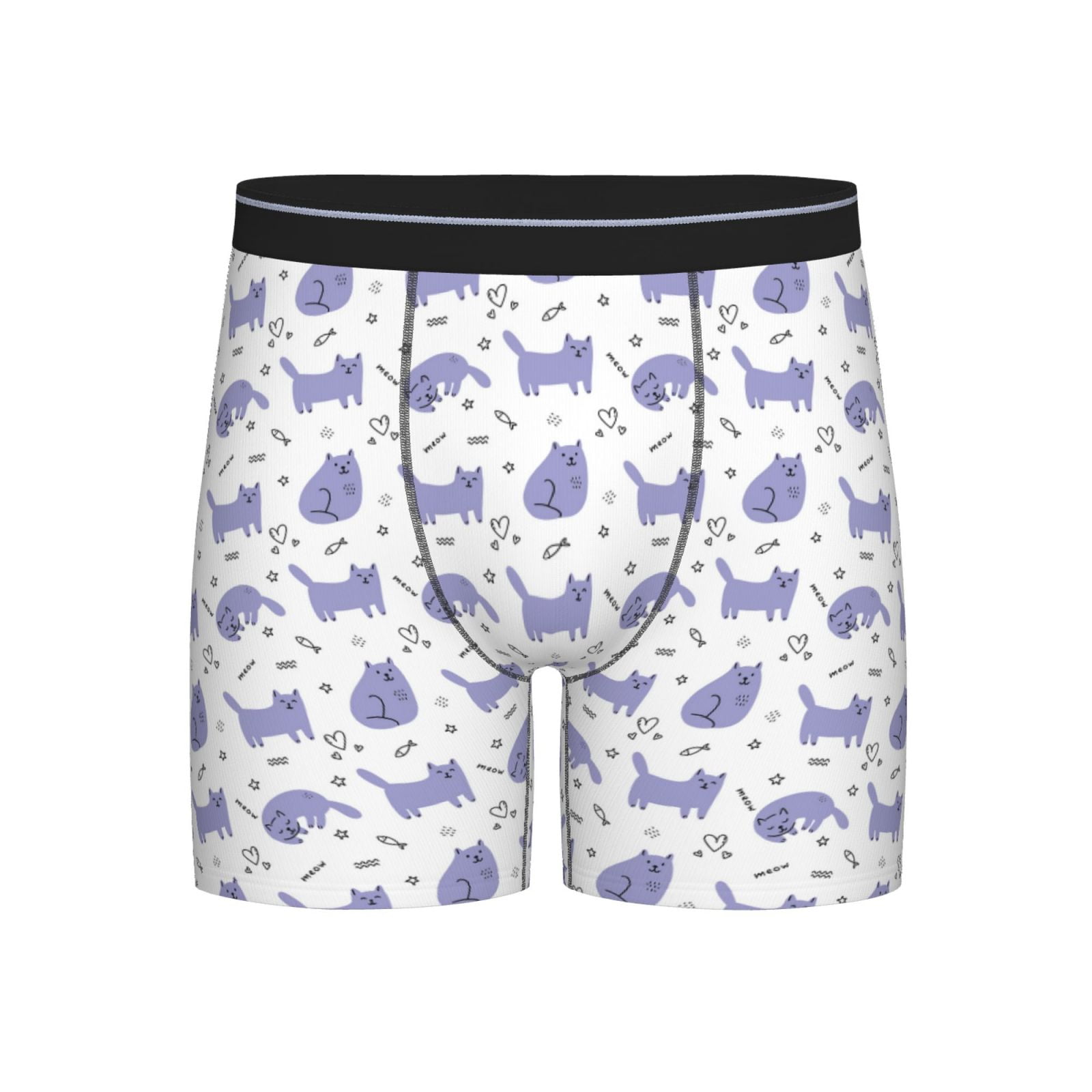 Boxer Briefs Long Boxer Briefs for Men, Cartoon Cute Cat Purple Soft