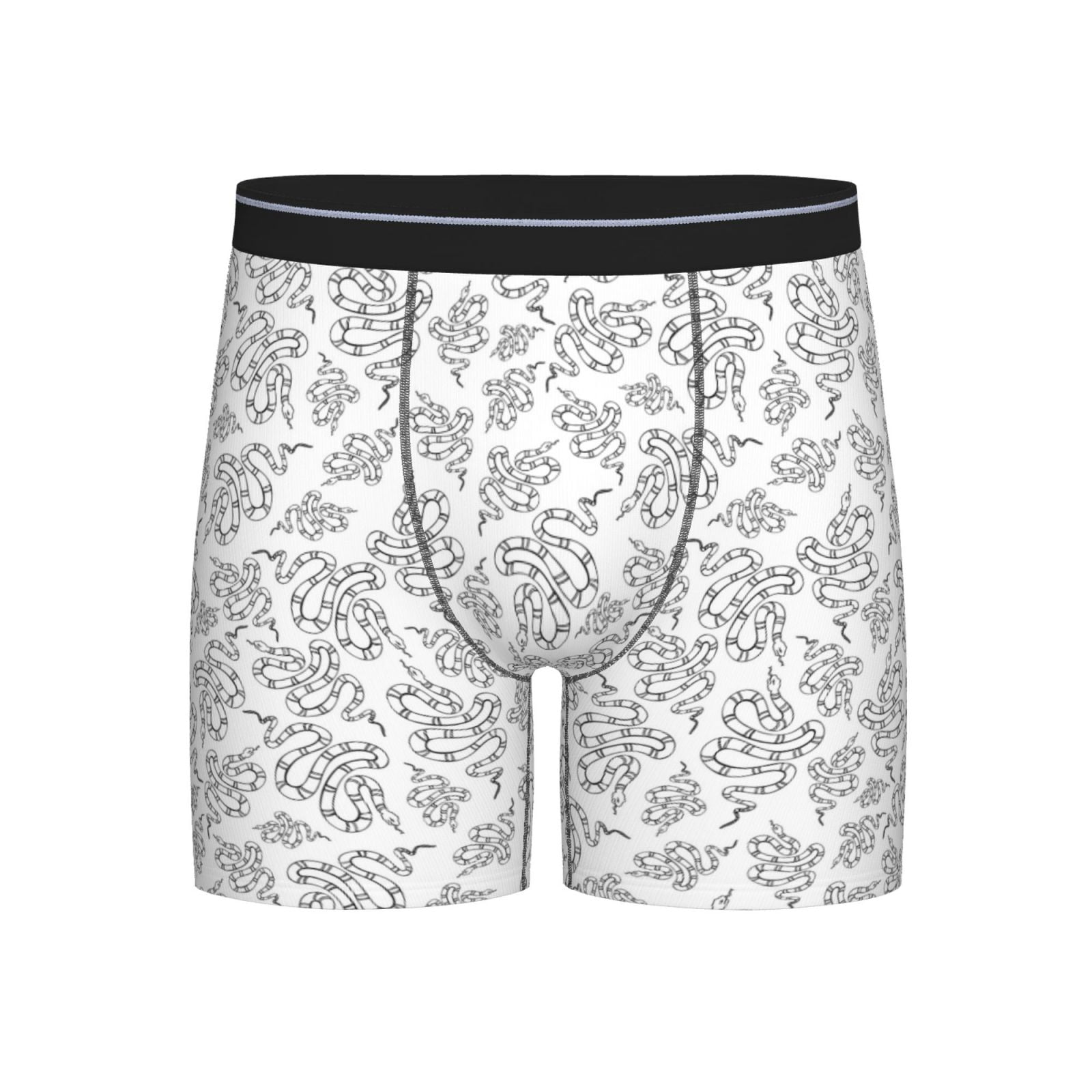 Boxer Briefs Long Boxer Briefs for Men, Simple Cute Snake Black Lines Soft Mens Underwear