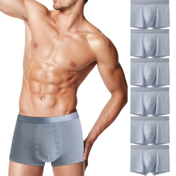 Boxer Briefs for Men ,6 Pack Men's Underwear Summer Flat Angle Underwear Men's High Elasticity Comfortable Particle Massage Pants