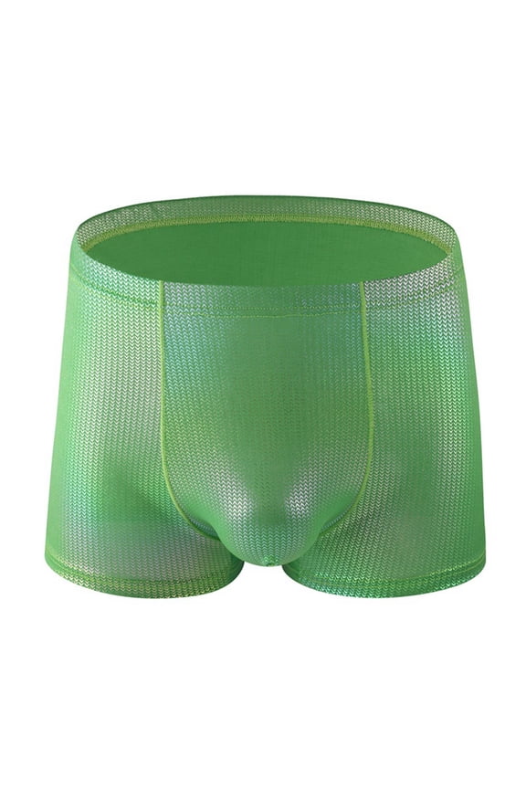 Boxer Briefs for Men Mid Waisted Underwear Mens Trendy Shiny Solid Color Stretchy Slim Breathable Full-Coverage Support Loungewear Workout Boxers