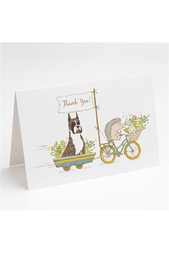 Boxer Brindle White Cropped Ears Greeting Cards & Envelopes - Pack of 8
