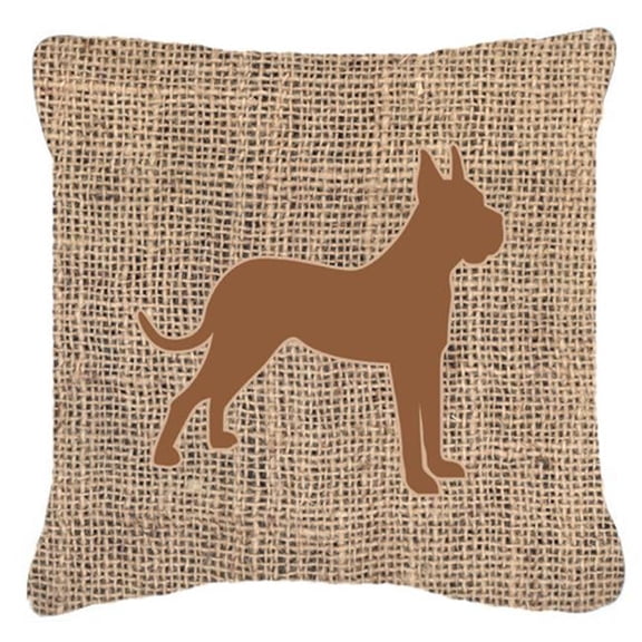 Boxer Burlap and Brown Decorative Fabric Pillow - 14 x 14 in.