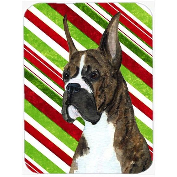 Boxer Candy Cane Holiday Christmas Glass Cutting Board - Large