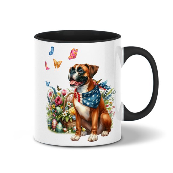 Boxer Celebrates Spring and Enjoys a Happy Easter 11oz Accent Two-tone Mug Boxers Dog Lover Gifts Idea Coffee Tea Cup - 02001