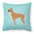 thumbnail image 1 of Boxer Checkerboard Blue Fabric Decorative Pillow, 1 of 4