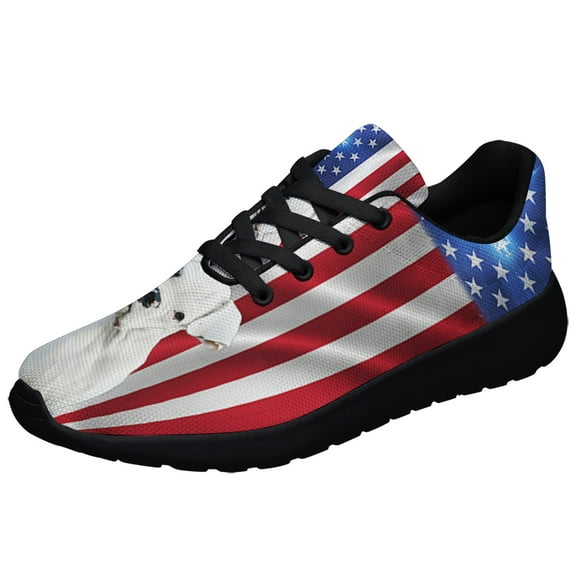 Boxer Christian Cross American flag US Shoes Sneakers for Women Men Black Size 13