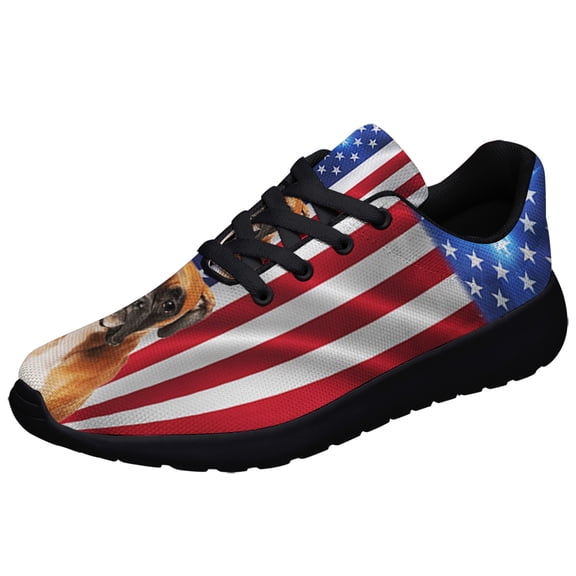Boxer Christian Cross American flag US Shoes Sneakers for Women Men Black Size 4.5