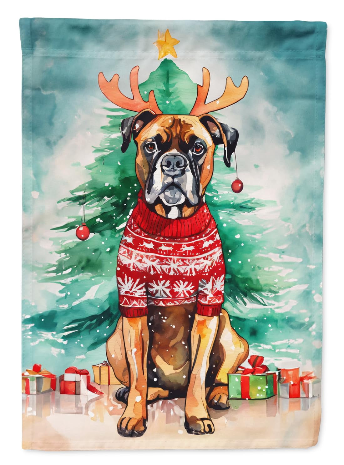 Boxer Christmas Garden Flag 11.25 in x 15.5 in