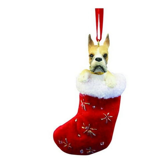 Santa's Little Pals Boxer Stocking Christmas Ornament