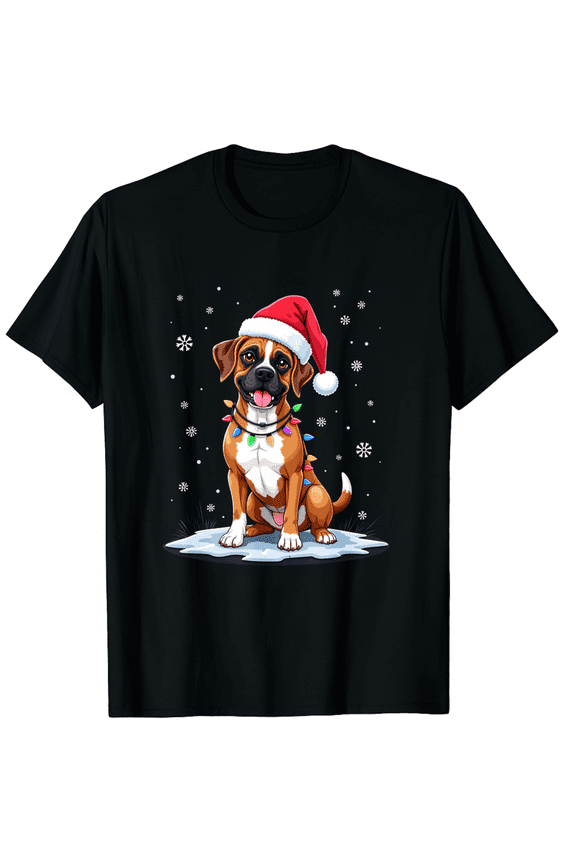 Boxer Christmas T-Shirt Boxer Dog Christmas Shirt Gift Men Women T-Shirt