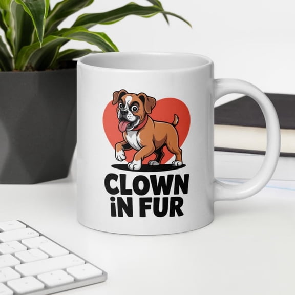 Boxer Clown In Fur Mug Athlete, Funny Boxer Dog Gift.