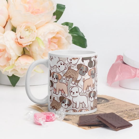 Boxer Coffee Mug, Cute Boxer Gift, Boxer Dog Lover, Gift Her, Him, Boxer Mom, White Boxer, Fawn Brindle White Check Parti Color Reverse.