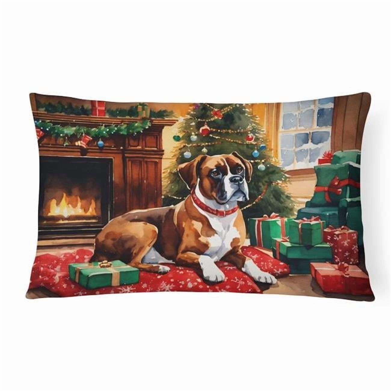 Boxer Cozy Christmas Throw Pillow 12 in x 16 in