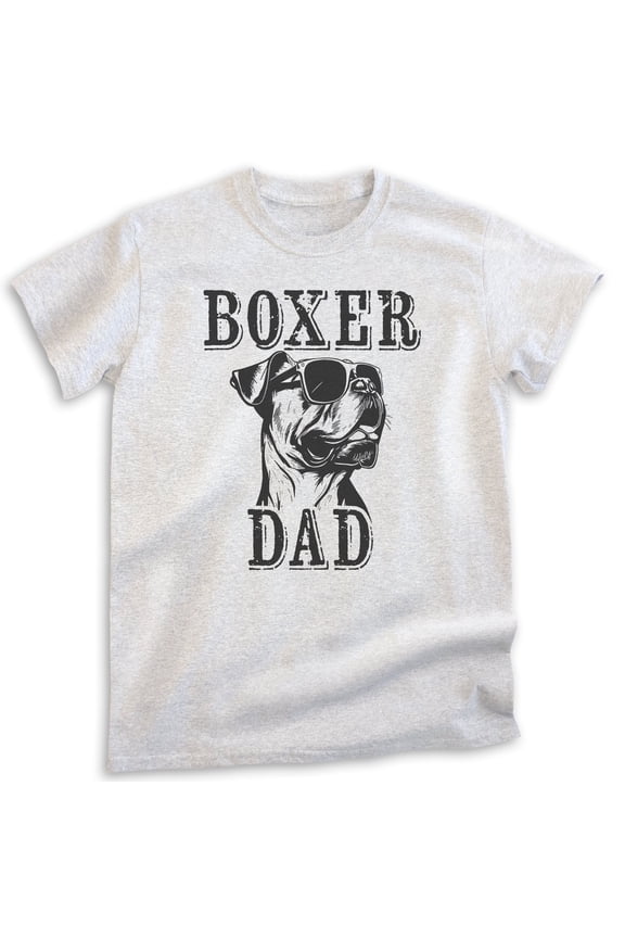 Boxer Dad T-shirt, Unisex Men's Shirt, Boxer Dog Owner, Best Dog Dad Gift, Heather Ash, Medium