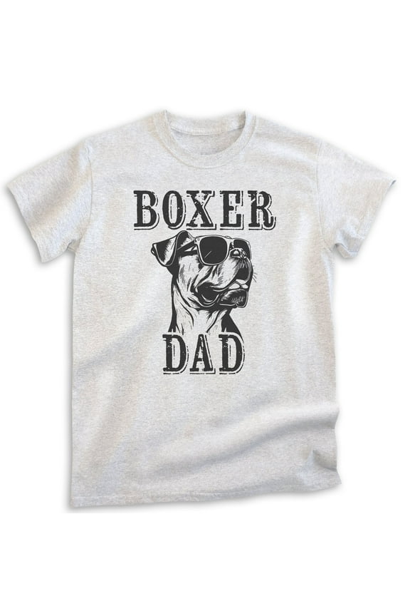 Boxer Dad T-shirt, Unisex Men's Shirt, Boxer Dog Owner, Best Dog Dad Gift, Heather Ash, X-Small