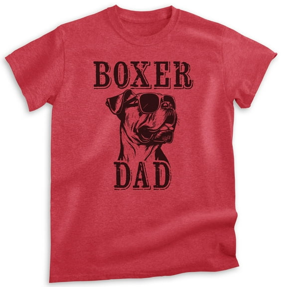 Boxer Dad T-shirt, Unisex Men's Shirt, Boxer Dog Owner, Best Dog Dad Gift, Heather Red, Small