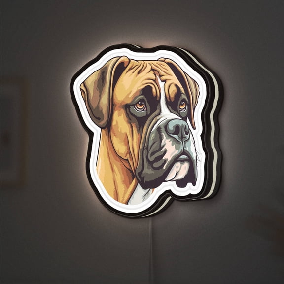 Boxer Dog 3D Novelty Light Box, Canine Breed Wall Decor, Lighted Sign For Pet Enthusiasts (Width 16 inch, 40cm)