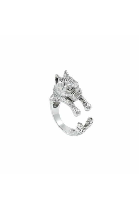 Boxer Dog 925 Sterling Silver Ring Fine Best Friend Jewelry