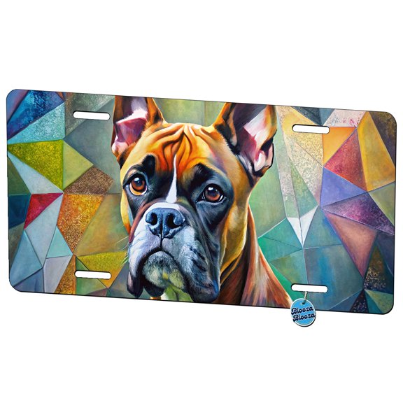 Boxer Dog Abstract Art Metal Novelty License Plate