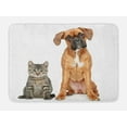 thumbnail image 1 of Boxer Dog Bath Mat, Photo of a Cat and Dog Sitting Together Animal Friendship Theme Pet Lover Concept, Plush Bathroom Decor Mat with Non Slip Backing, 29.5" X 17.5", Multicolor, by Ambesonne, 1 of 2