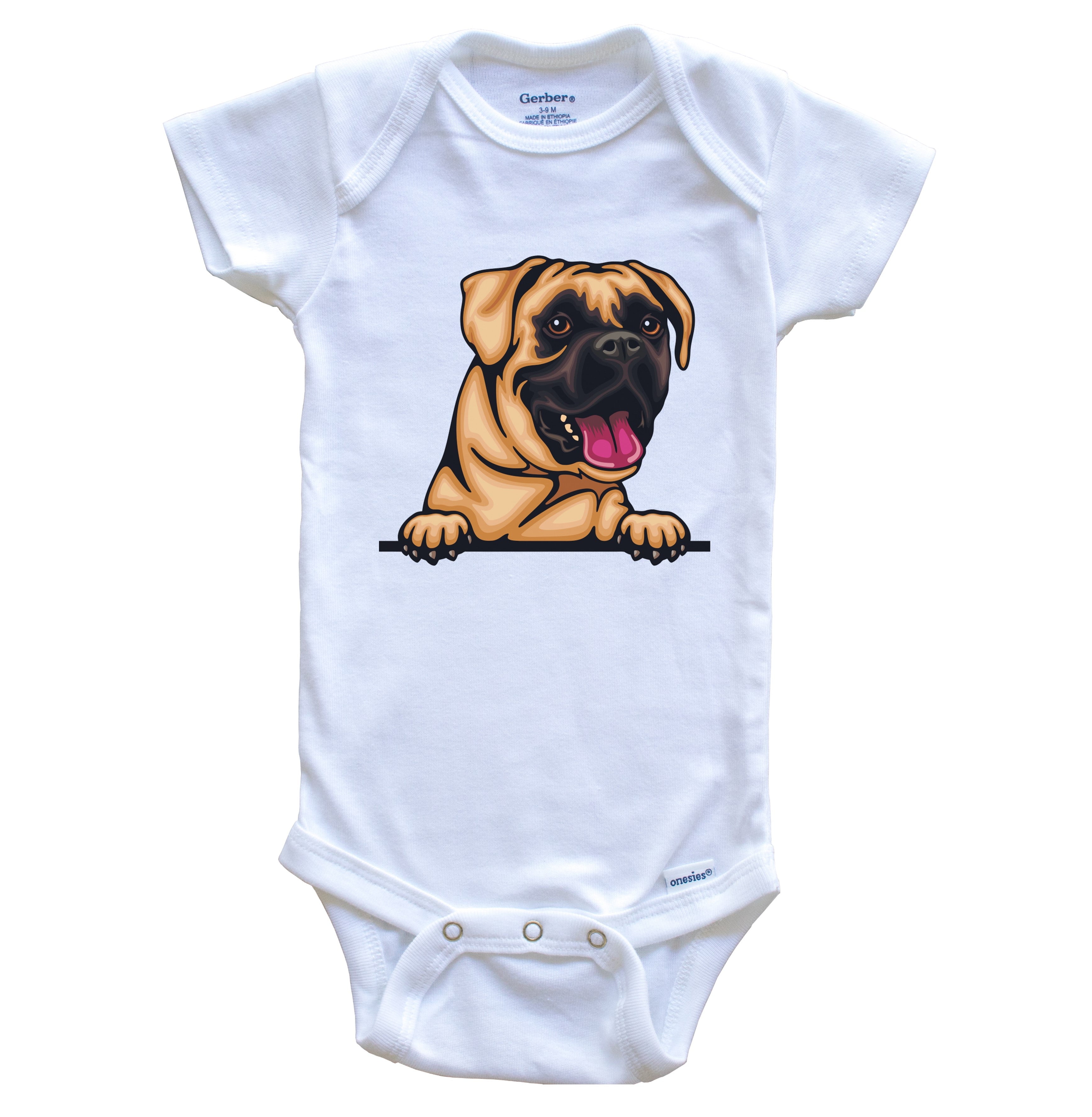 Boxer Dog Breed Cute One Piece Baby Bodysuit v3, 0-3 months white