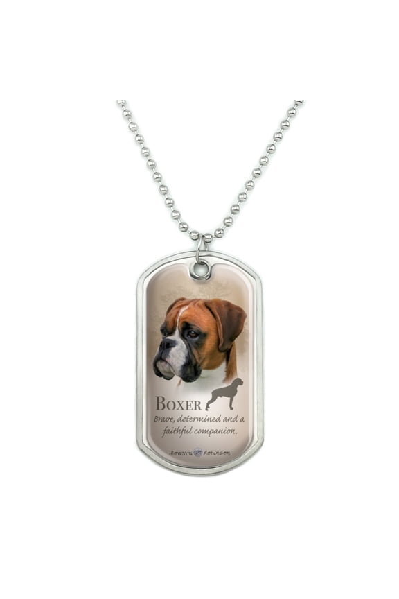 Boxer Dog Breed Military Dog Tag Pendant Necklace with Chain