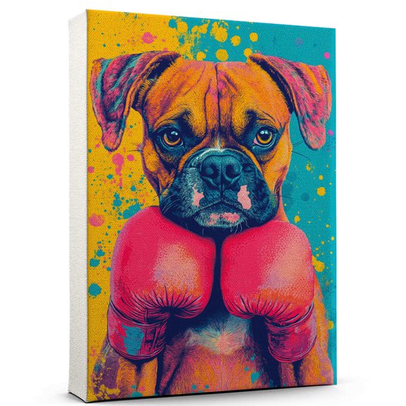 Boxer Dog Canvas Boxing Canvas Cute Boxer Canvas Wall Art of Puppy Playing Boxing, Perfect for Dog and Sports Fans