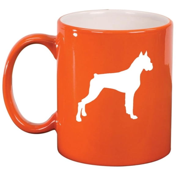 Boxer Dog Ceramic Coffee Mug Tea Cup Gift for Her, Him, Friend, Coworker, Wife, Husband, Dog Lover (11oz Orange)