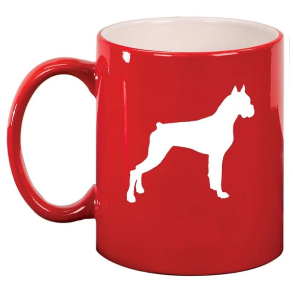 Boxer Dog Ceramic Coffee Mug Tea Cup Gift for Her, Him, Friend, Coworker, Wife, Husband, Dog Lover (11oz Red)