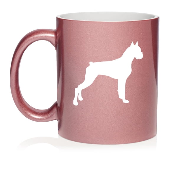 Boxer Dog Ceramic Coffee Mug Tea Cup Gift for Her, Him, Friend, Coworker, Wife, Husband, Dog Lover (11oz Rose Gold)