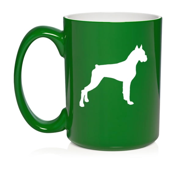 Boxer Dog Ceramic Coffee Mug Tea Cup Gift for Her, Him, Friend, Coworker, Wife, Husband, Dog Lover (15oz Green)