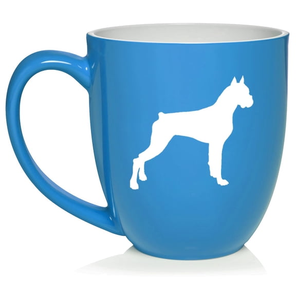 Boxer Dog Ceramic Coffee Mug Tea Cup Gift for Her, Him, Friend, Coworker, Wife, Husband, Dog Lover (16oz Light Blue)