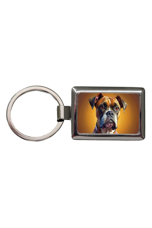 Boxer Dog Contemporary Art Metal Rectangle Keychain