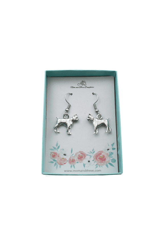 Boxer Dog Earrings in Silver Pewter. Boxer Earrings. Boxer Gifts. Boxer Jewelry. Boxer Dog