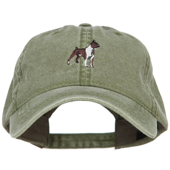 Boxer Dog Embroidered Washed Cotton Twill Cap - Olive OSFM