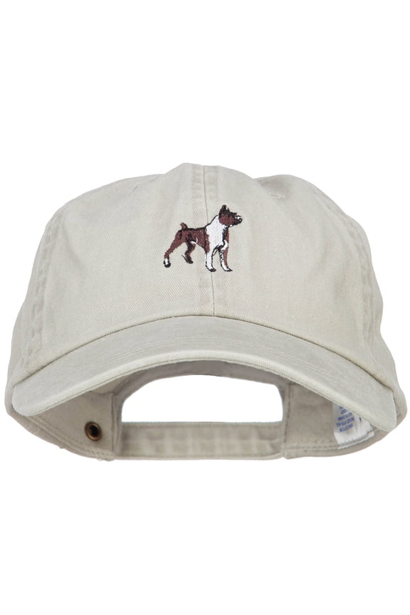 Boxer Dog Embroidered Washed Cotton Twill Cap - Stone OSFM
