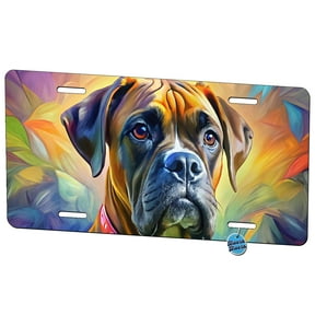 Boxer Dog Expressionism Art Metal Novelty License Plate