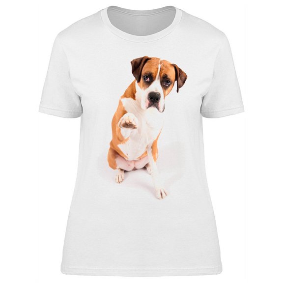 Boxer Dog Giving High Five T-Shirt Women -Image by Shutterstock, Female Medium