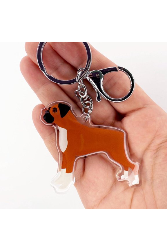 Boxer Dog Keychain: Double-Sided Acrylic Charm (1 keychain)