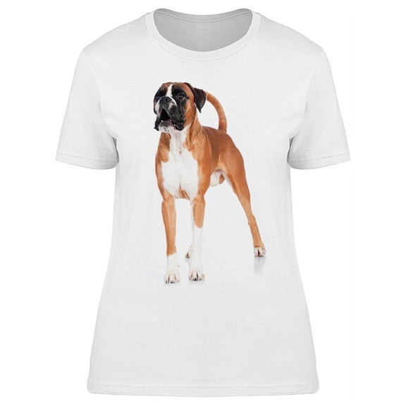 Boxer Dog Looking Up T-Shirt Women -Image by Shutterstock, Female Large