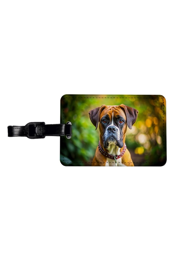 Boxer Dog Photo Faux Leather Travel Luggage Tag